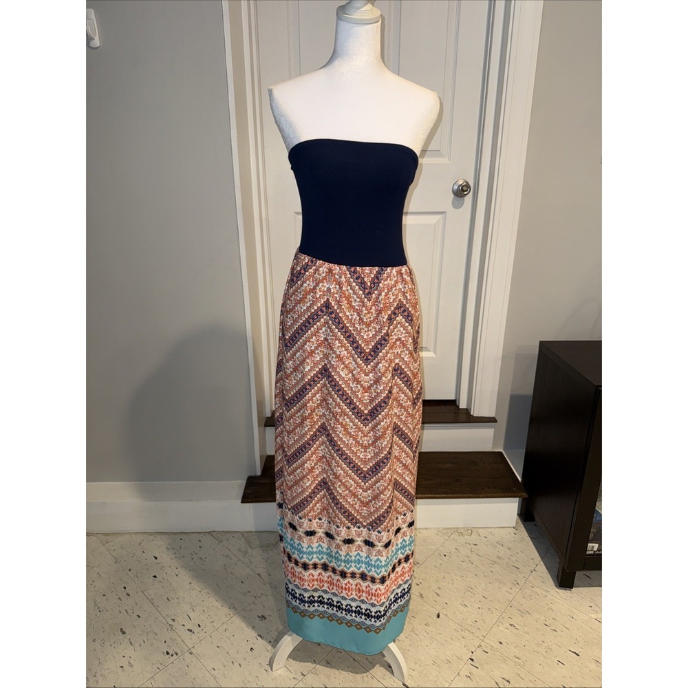 Womens Boho-Style Maxi Sleeveless Dress Multicolor Size Small Design Lab Beach